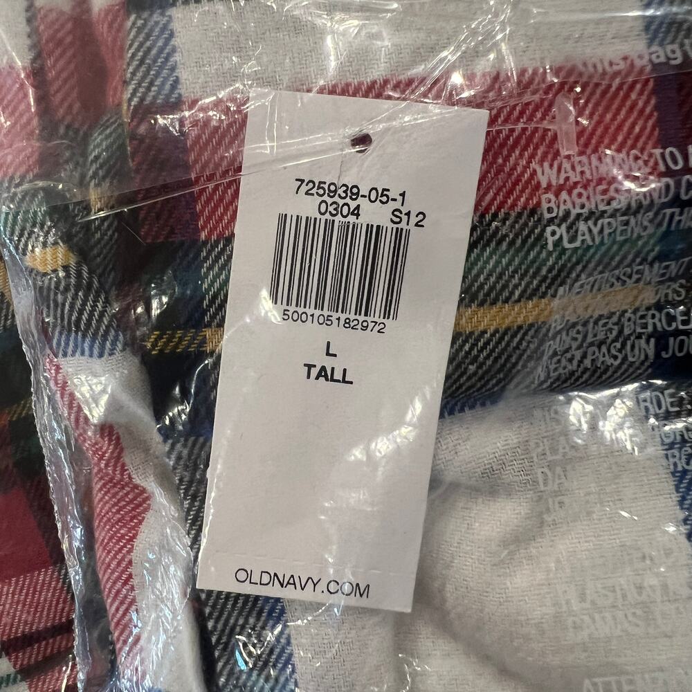 NWT Old Navy White Plaid Tartan Flannel Christmas Lounge Pajama Pants - Picture 11 of 12